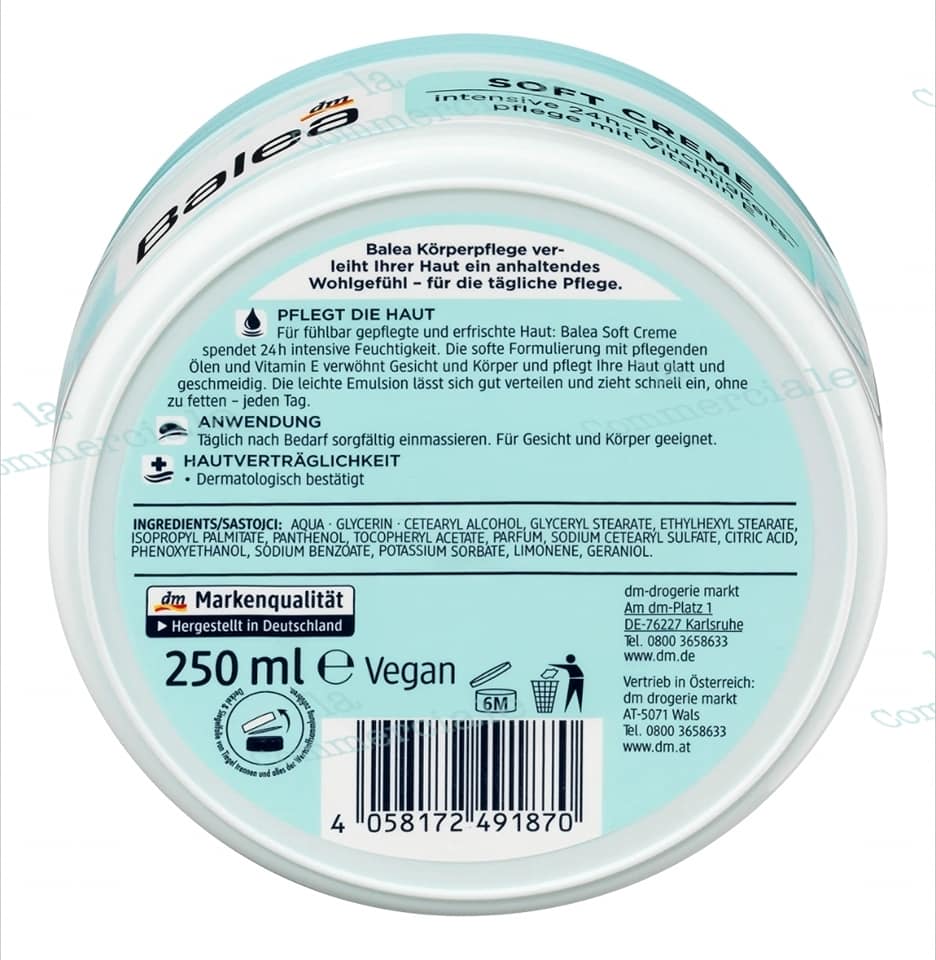 Crème visage et corps BALEA SOFT INTENSIVE, 250 ml